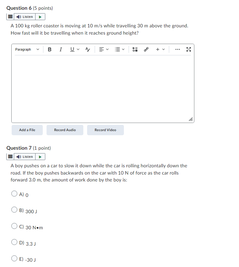 his landing speed assuming energy is conserved. Add a File Ramon! Audio