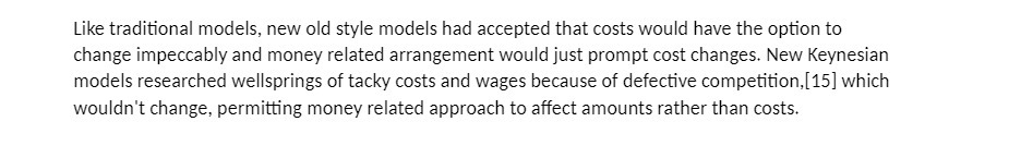 Like traditional models, new old style models had accepted that costs