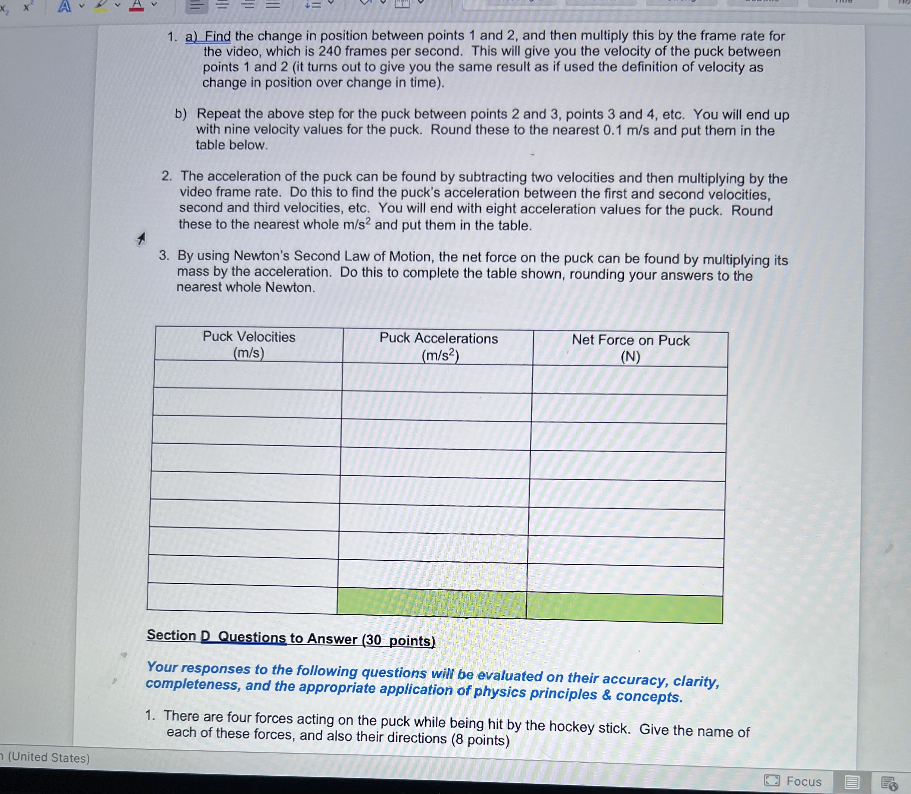  A FF 1. a) Find the change in position between points