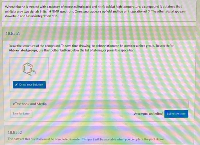 please help me begin with part 1. When toluene is treated with