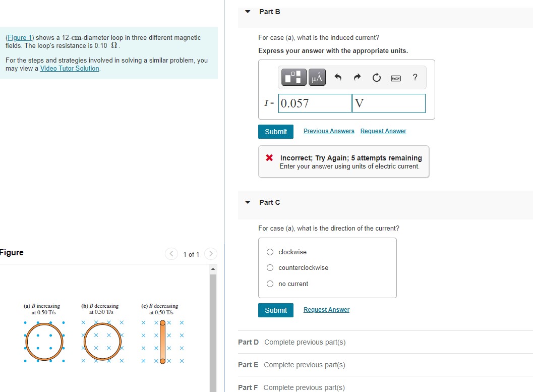  Part B (Figure 1) shows a 12-cm-diameter loop in three different