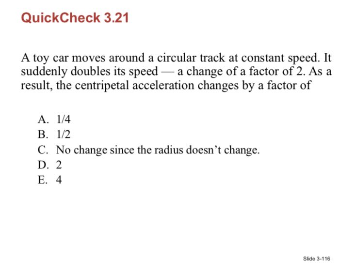 QuickCheck 3.21 A toy car moves around a circular track at