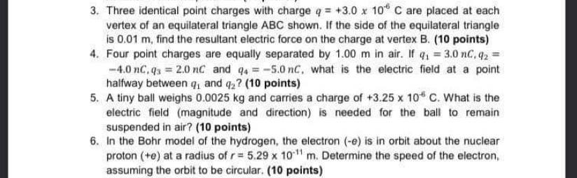 detailed solution 3. Three identical point charges with charge q = +3.0