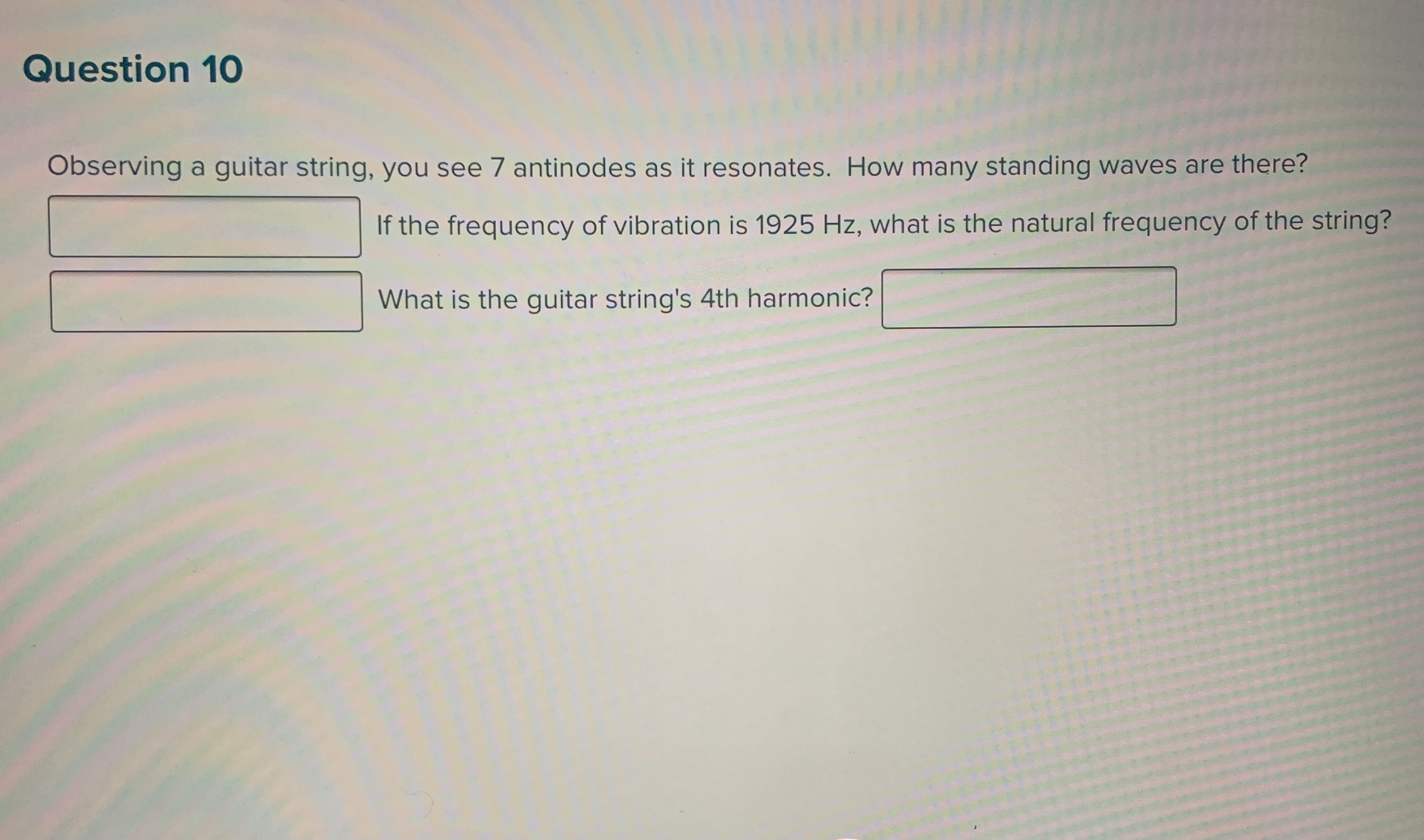 Question 11 A periodic longitudinal wave that has a frequency of 20.0