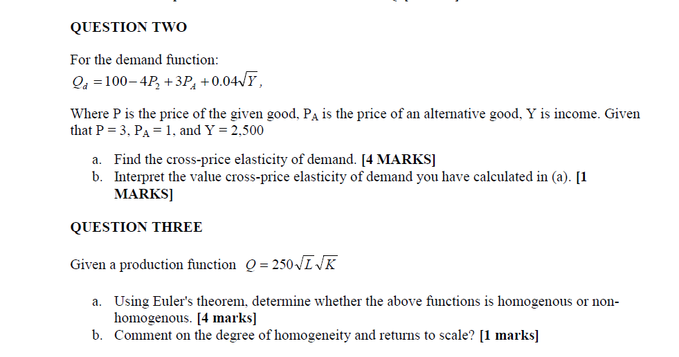 QUESTION ONEA monopolist's average cost function is given byAC = 300/Q -10+Q