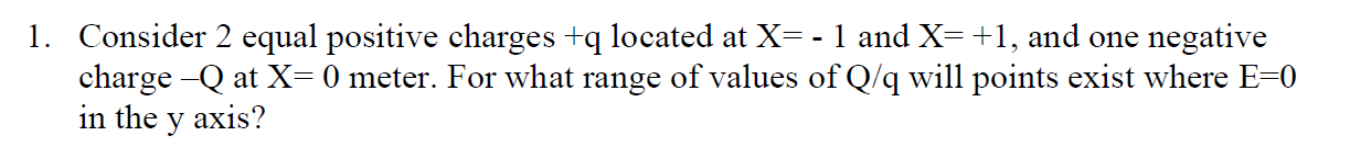  1. Consider 2 equal positive charges +q located at X: -
