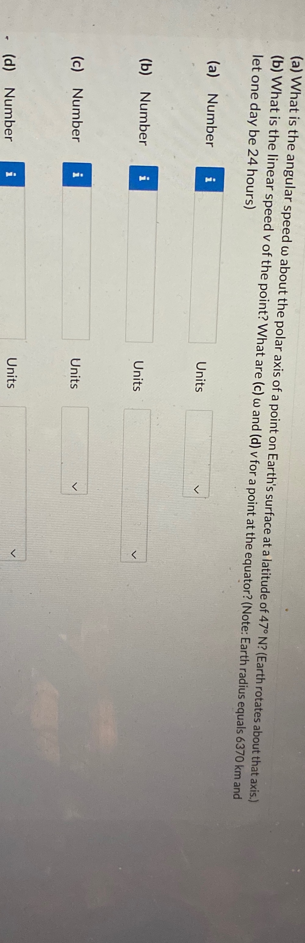 Please solve this all (a) What is the angular speed w about