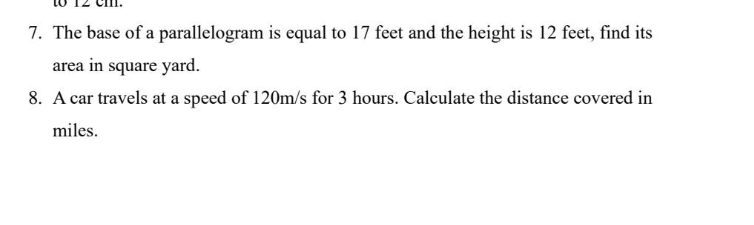cm 1 ft = 0.3048 m 1 yd = 0.9144 m 1