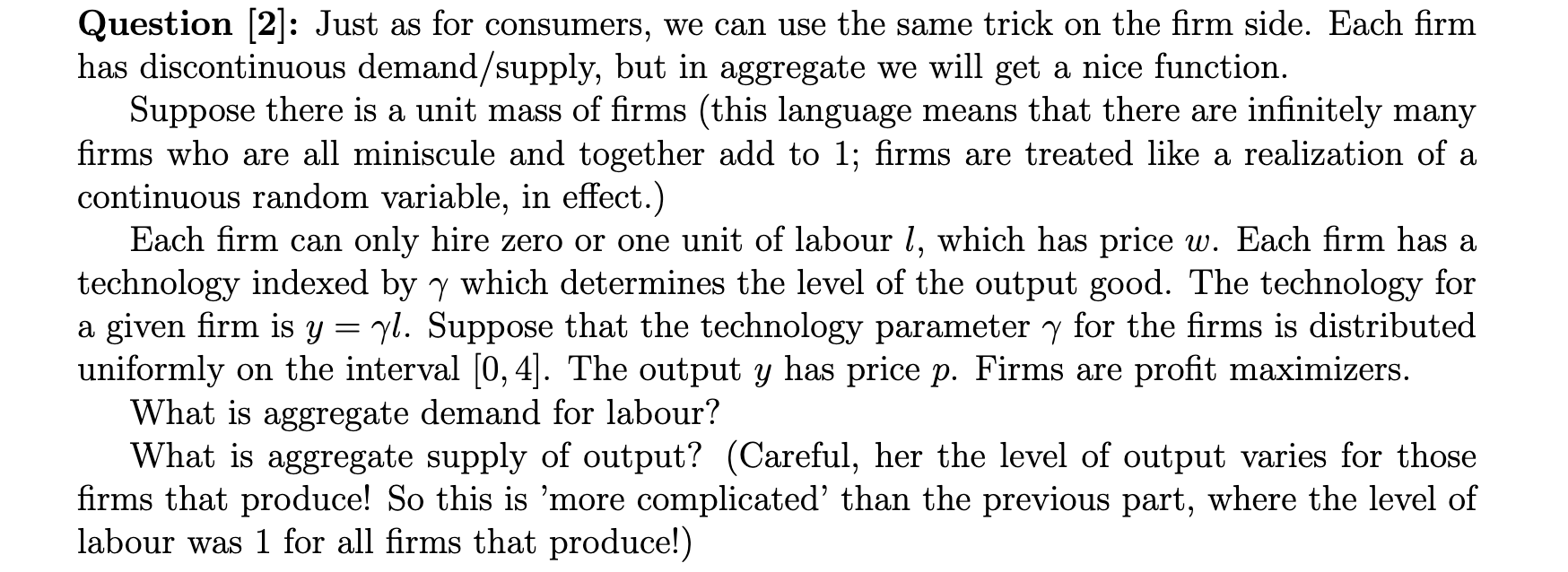 How to find aggregate demand for labour?what is aggregate supply of output?