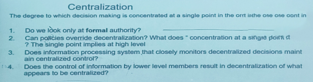Organizational Theory & Design - Answer the below questions in context to