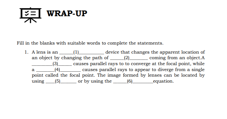 of curvature 4. At the center of curvature 5. Beyond the center