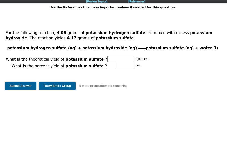  Use the References to access important values if needed for this