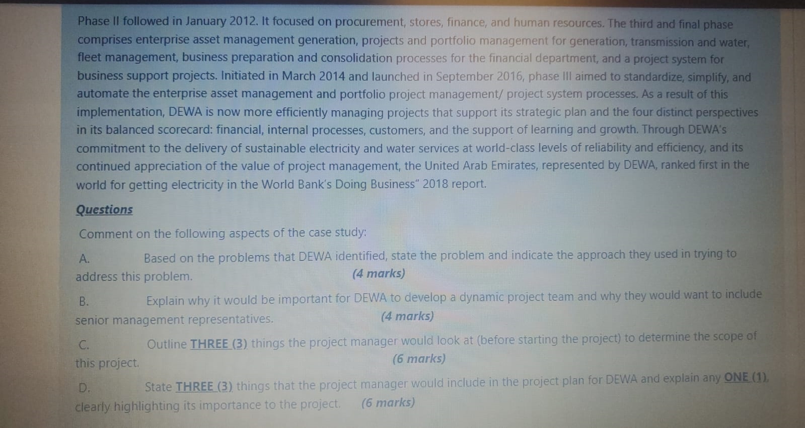 and Water Authority (DEWA) delivers world-class services of electricity and water that