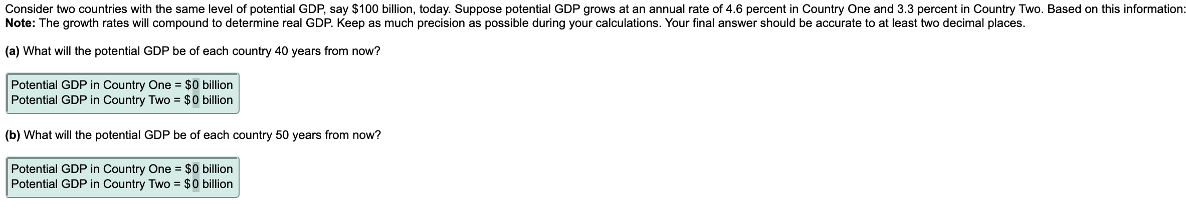 lab 10, question 4 Consider two countries with the same level of