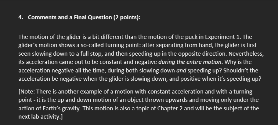  4. Comments and a Final Question [2 points]: The motion of