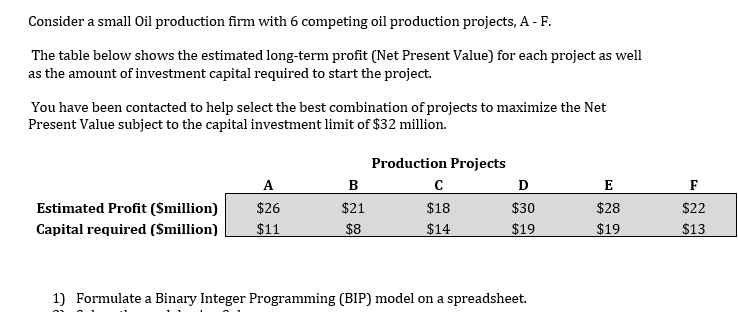 You have been contacted to help select the best combination of projects