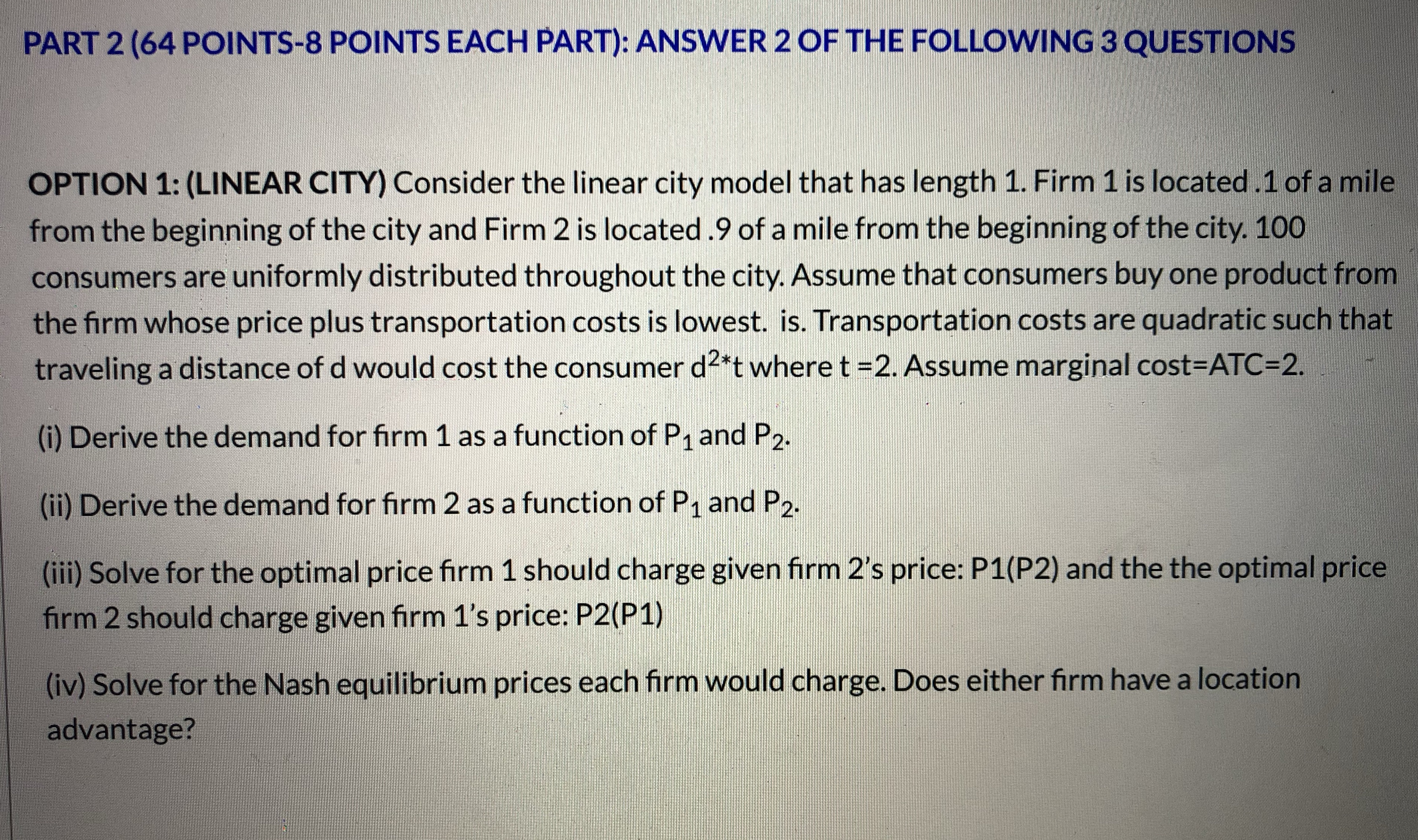 Need help answering this. PART 2 (64 POINTS-8 POINTS EACH PART): ANSWER