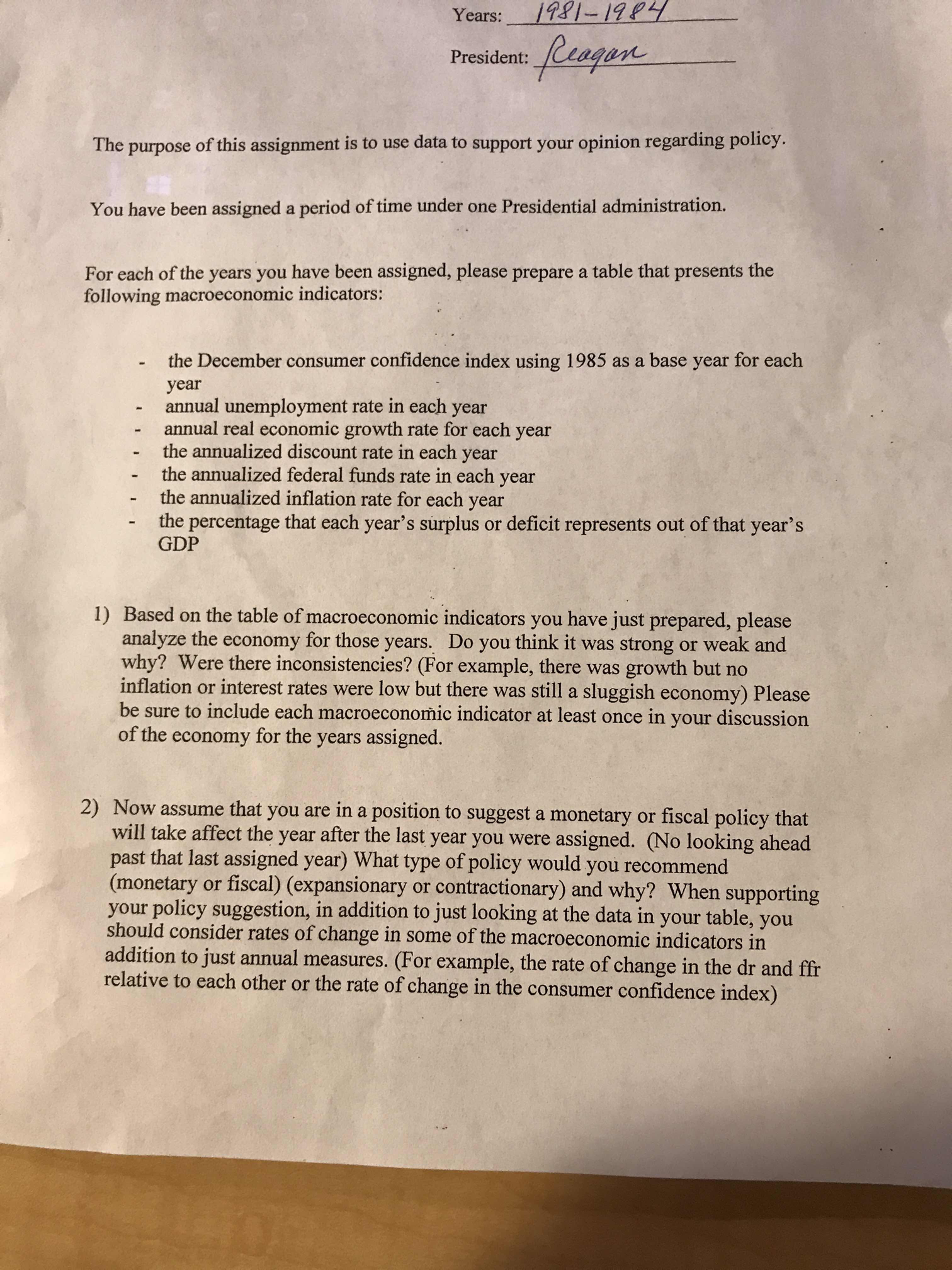 Hi, I need help with this assignment, please helpme out Years: 1981-