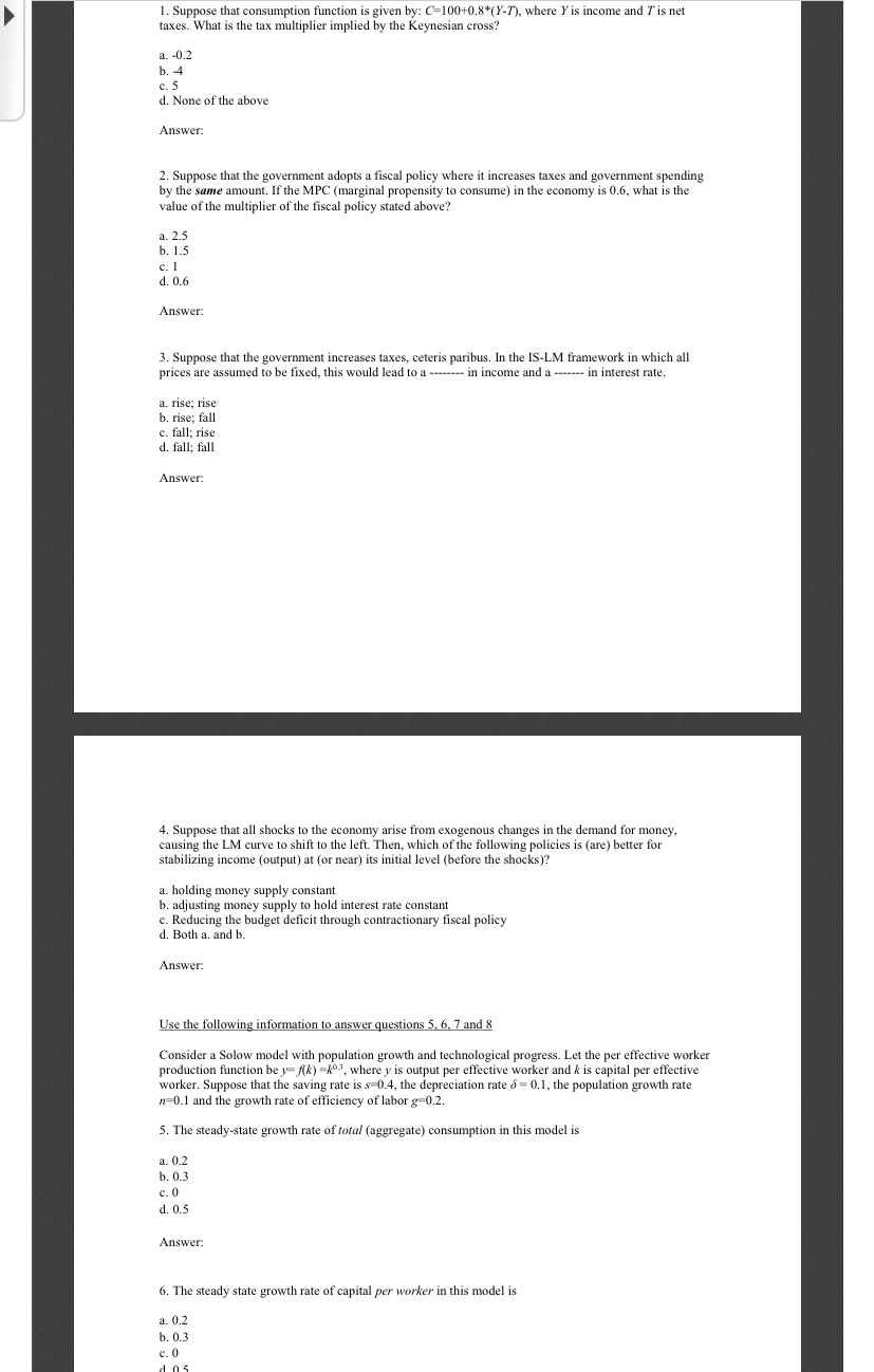 Hi! Can you please help me with these multiple choices questions? 1.