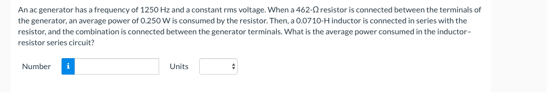 series RCL circuit contains a 79.0-0 resistor, a 1.88-UF capacitor, and a