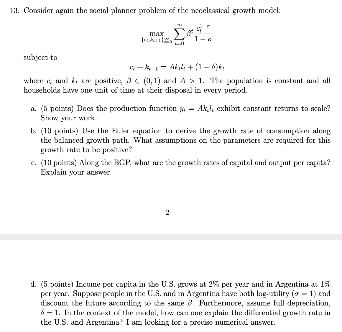  Please include all relevant work for each part, showing calculations along