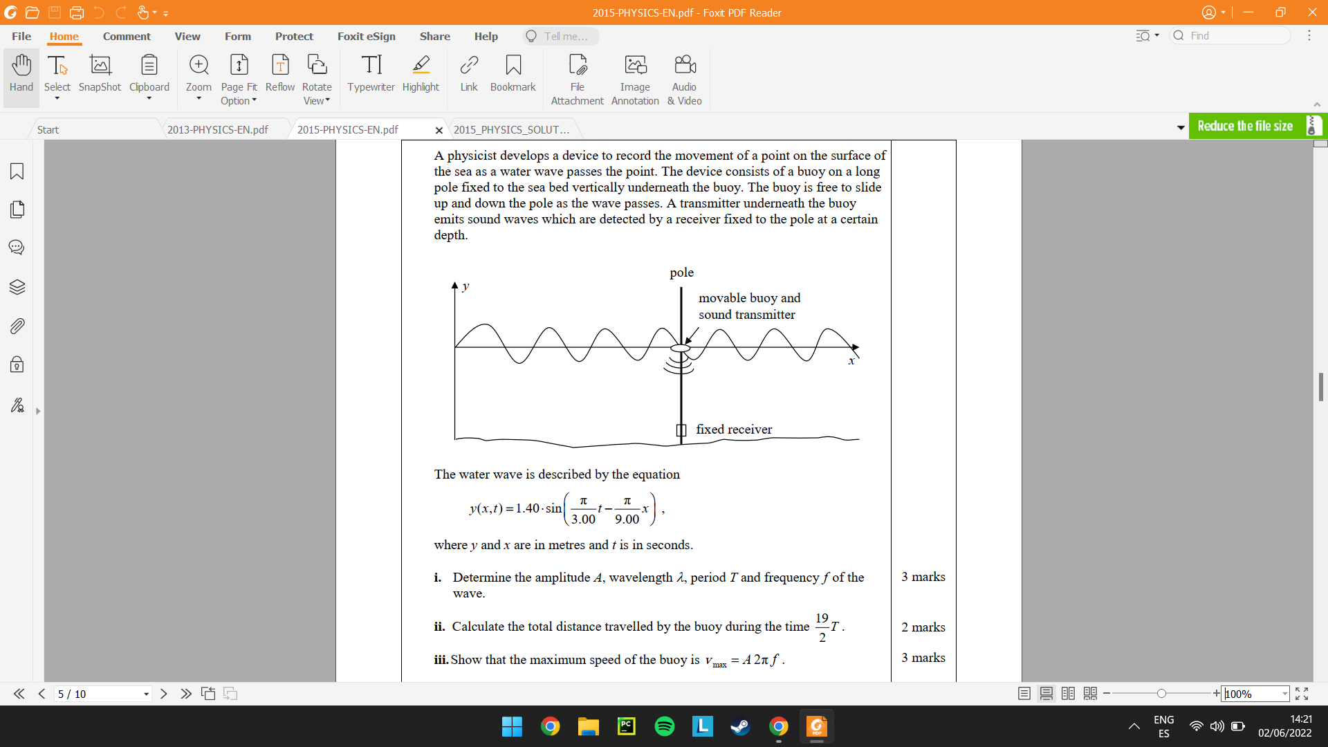  2015-PHYSICS-EN.pdf - Foxit PDF Reader X File Home Comment View Form