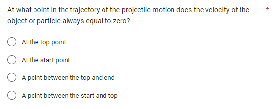 velocity for its horizontal and vertical components, respectively. O A projectile motion