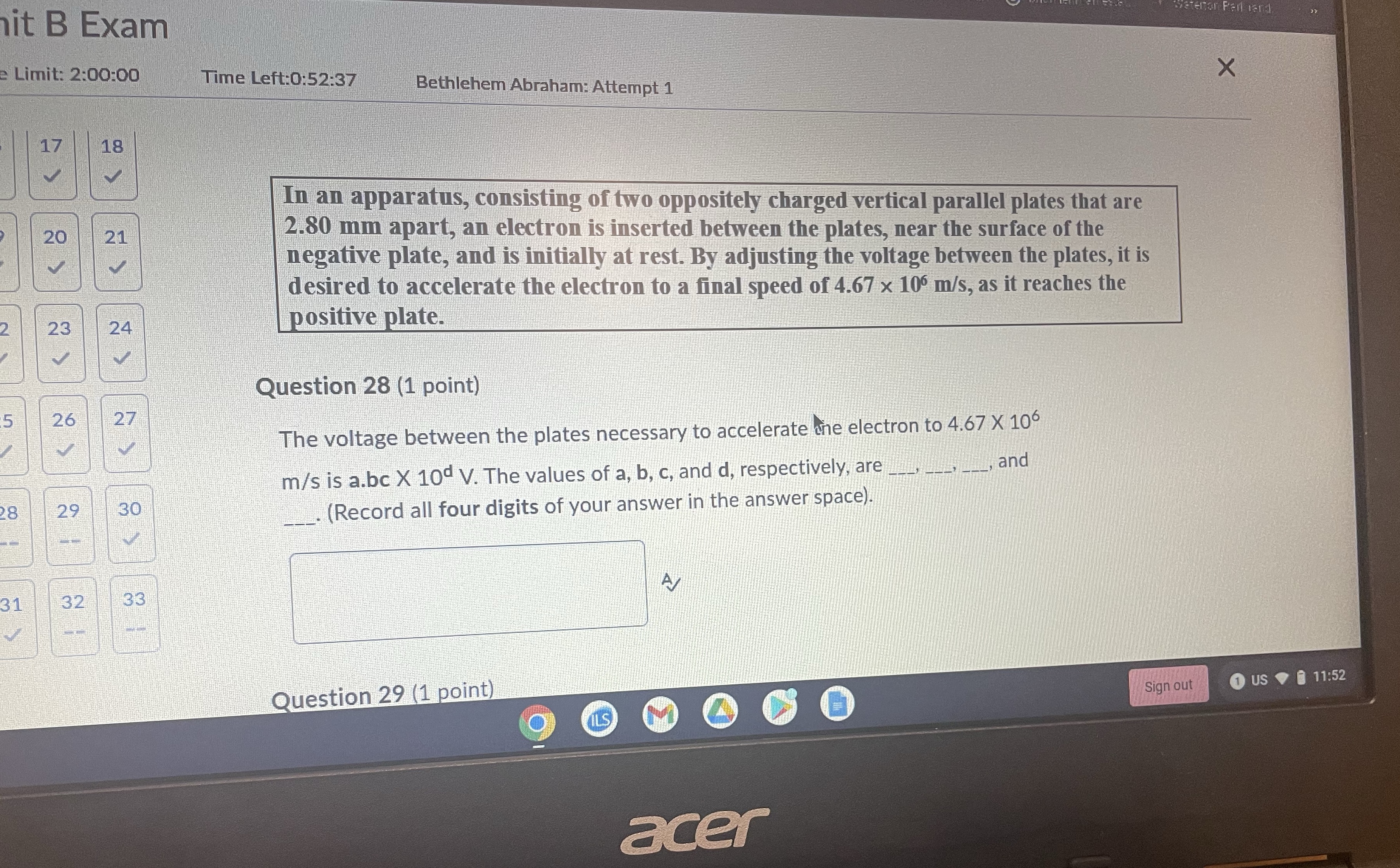  it B Exam Limit: 2:00:00 Time Left:0:52:37 Bethlehem Abraham: Attempt 1