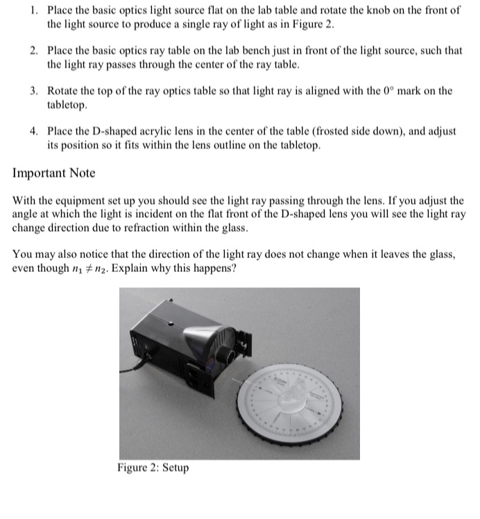 1. Place the basic optics light source flat on the lab