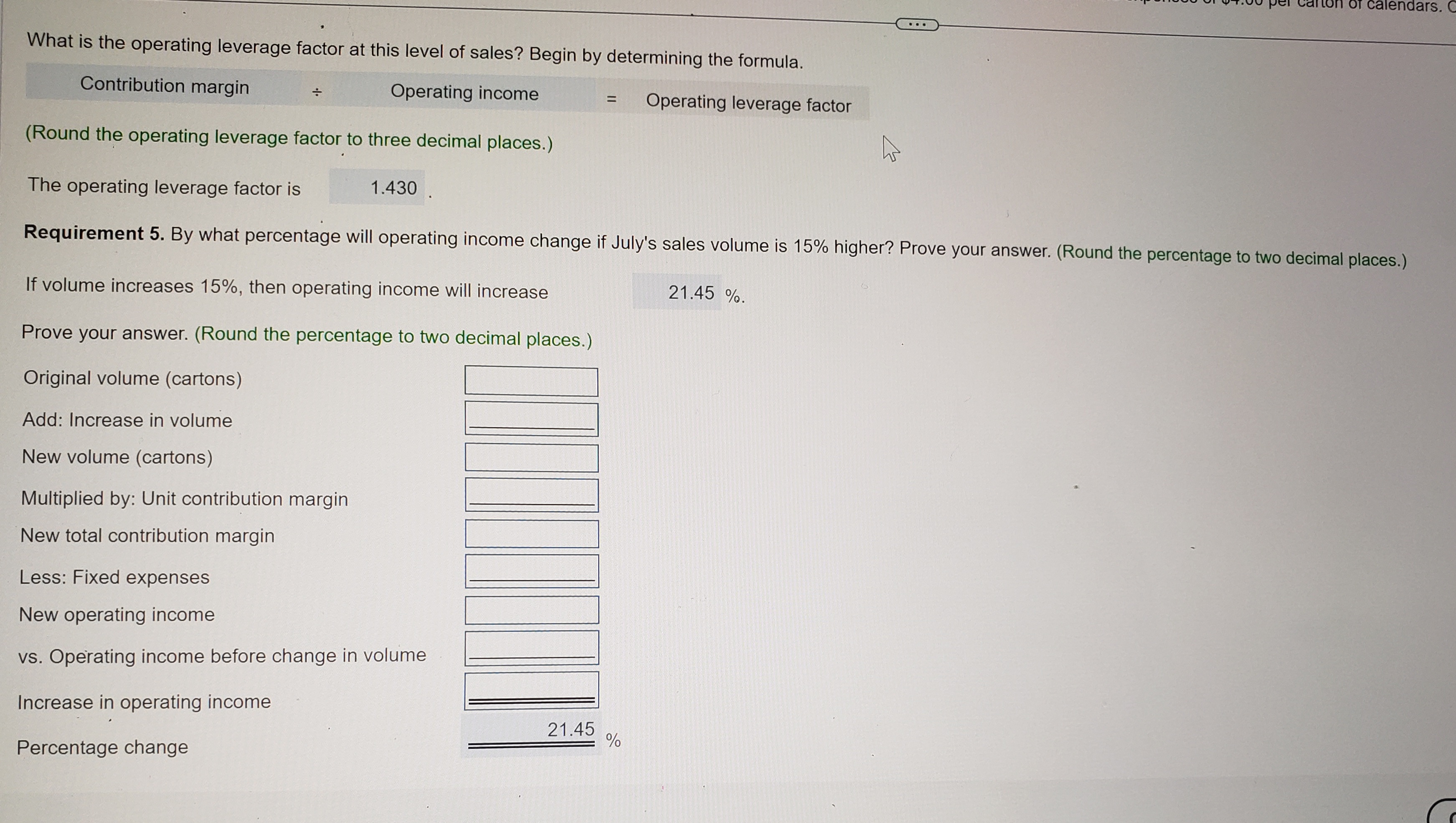  What is the operating leverage factor at this level of sales?