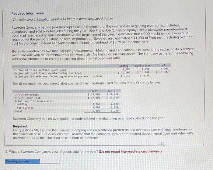 machine-hours would be required for the period's estimated level of production Sweeten