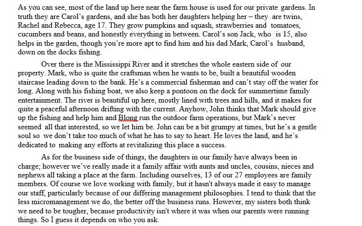 the table using bullets (simple direct information). Add as many lines as