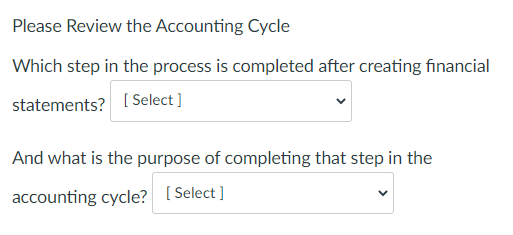 Please Review the Accounting Cycle Which step in the process is