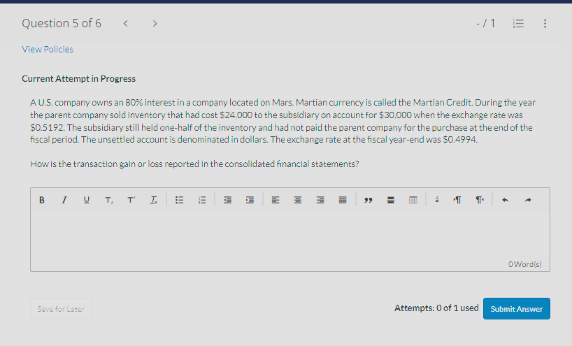  Current Attempt in Progress A U.S. company owns an 80% interest