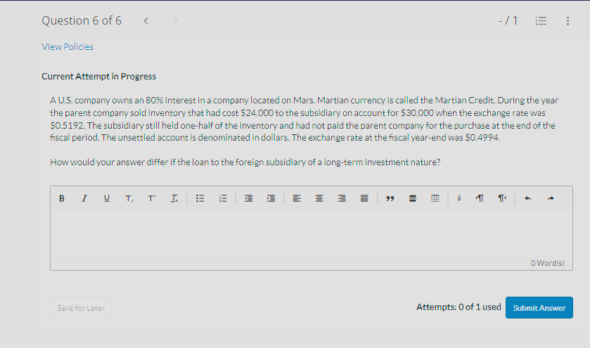  Current Attempt in Progress A U.S. company owns an 80% interest