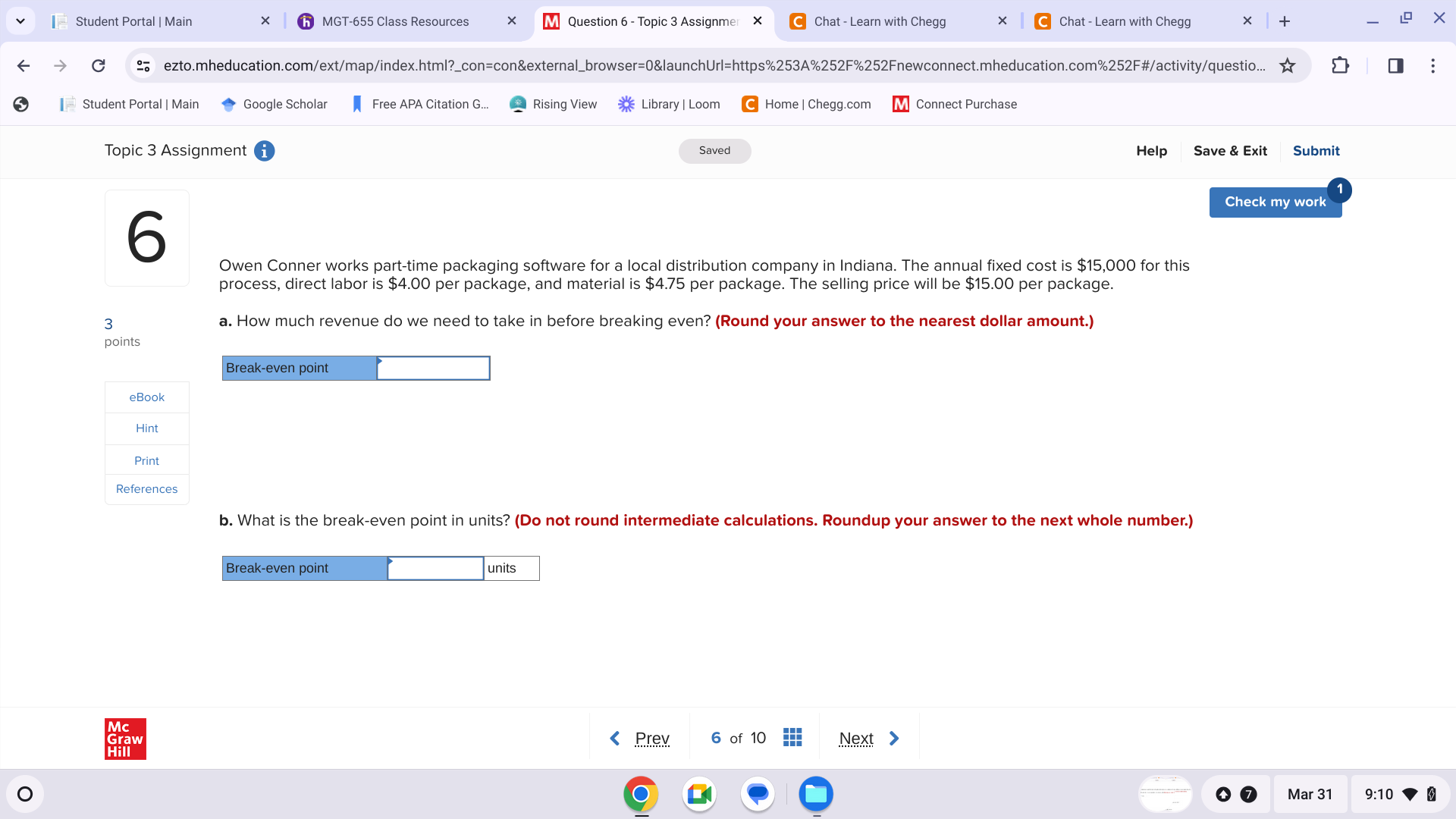  Topic 3 Assignment (i Saved Help Save & Exit Submit 6