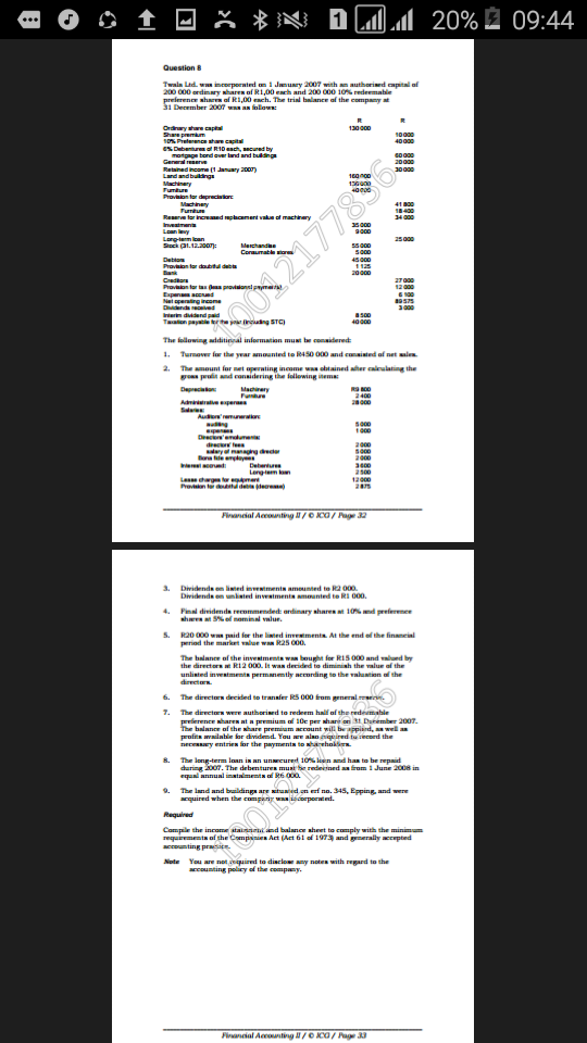 01 N D Lu 20% 3 09:44 Question 8 Twala lad.ww