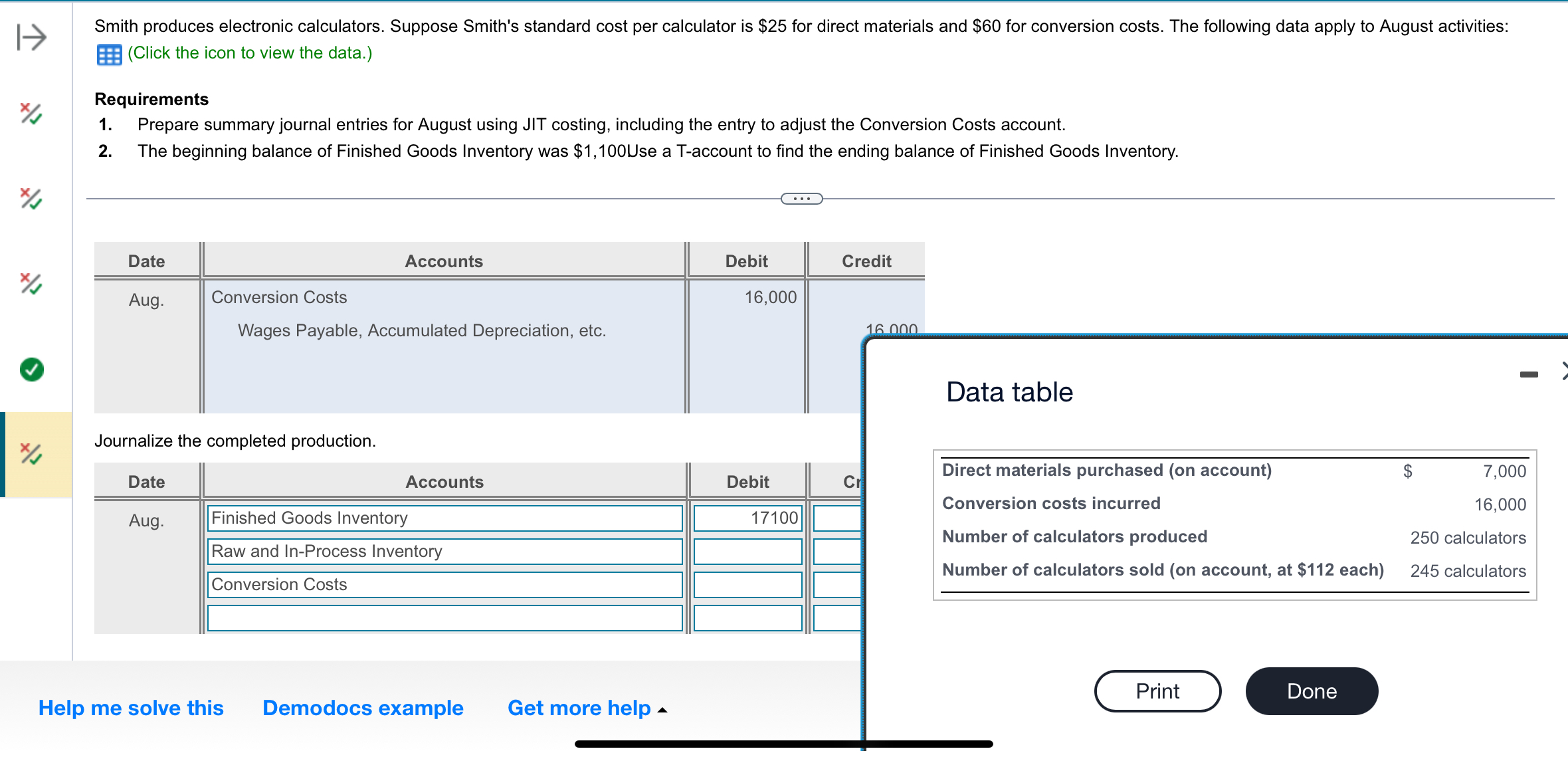  (Click the icon to view the data.) Requirements Prepare summary journal