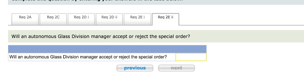 The sales price for a frame is $200. The Glass Division sells