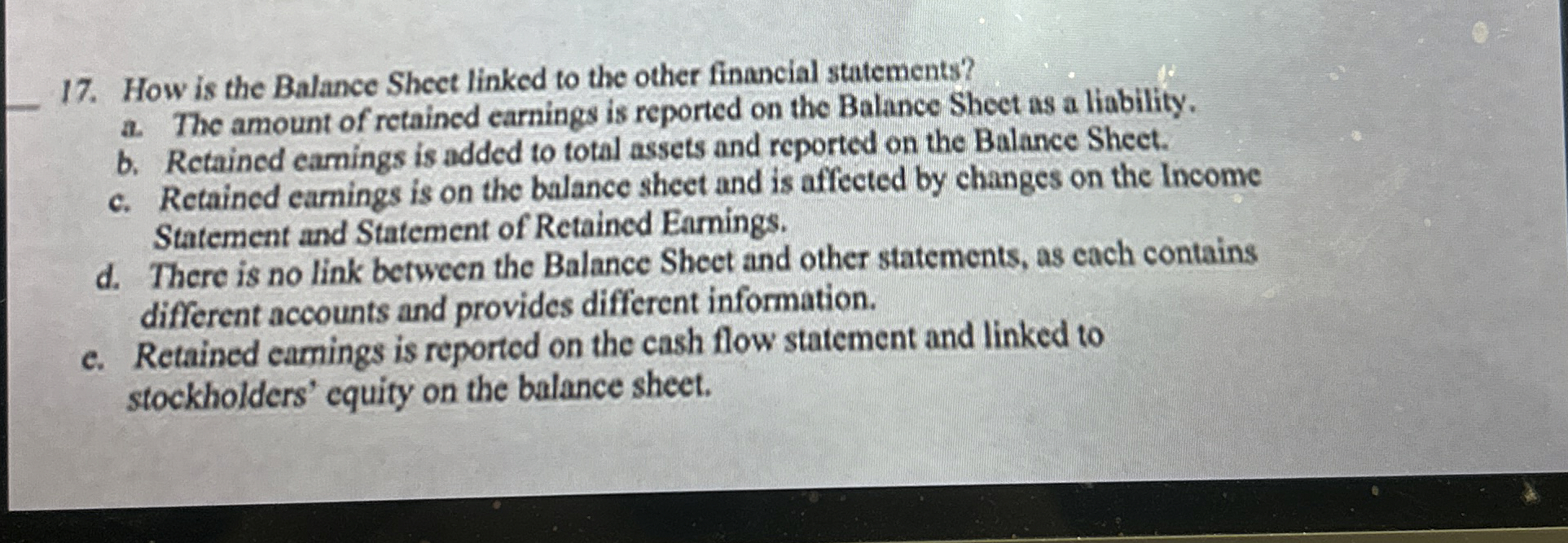  q, 17. How is the Balance Sheet linked to the other