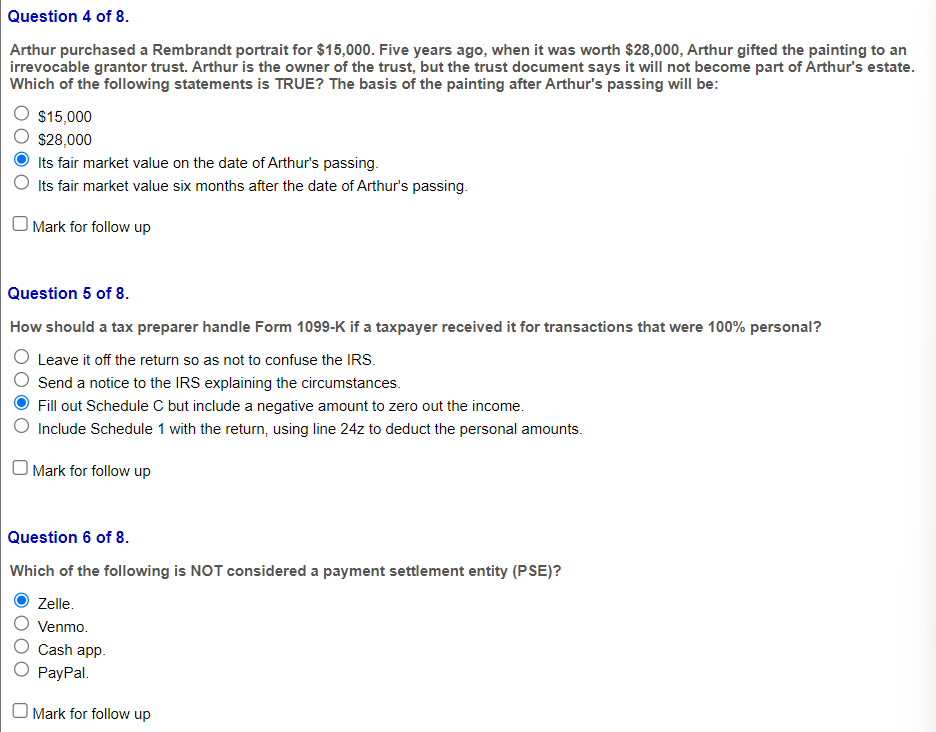 wrong. Question 1 of 8 . The IRS is actively auditing and