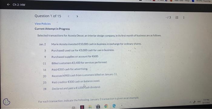  Current Attempt in Progress Selected transactions for Acosta Decot, an interior