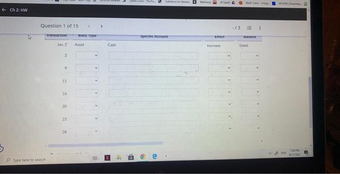 design company, in its first month of business are as follows. Jan.2