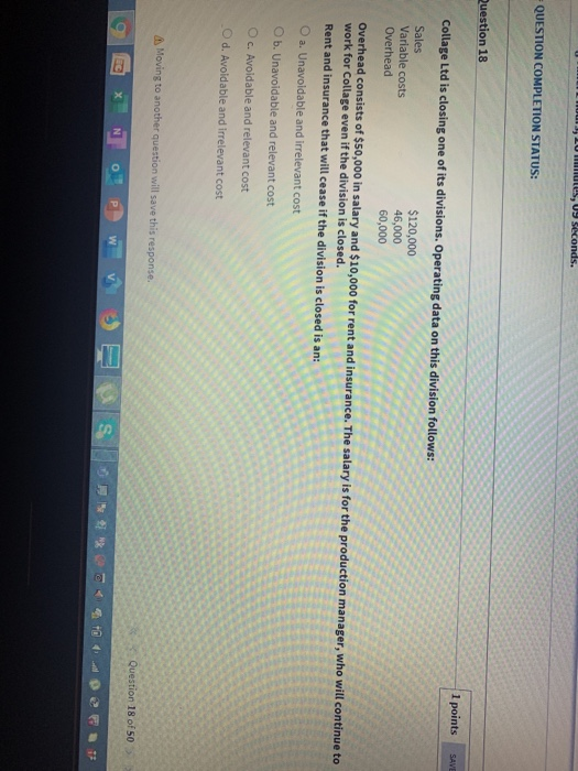  Lutes, 19 seconds. QUESTION COMPLETION STATUS: Question 18 1 points SAVE