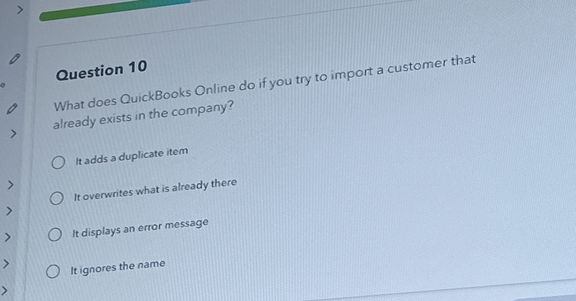  What does QuickBooks Online do if you try to import a
