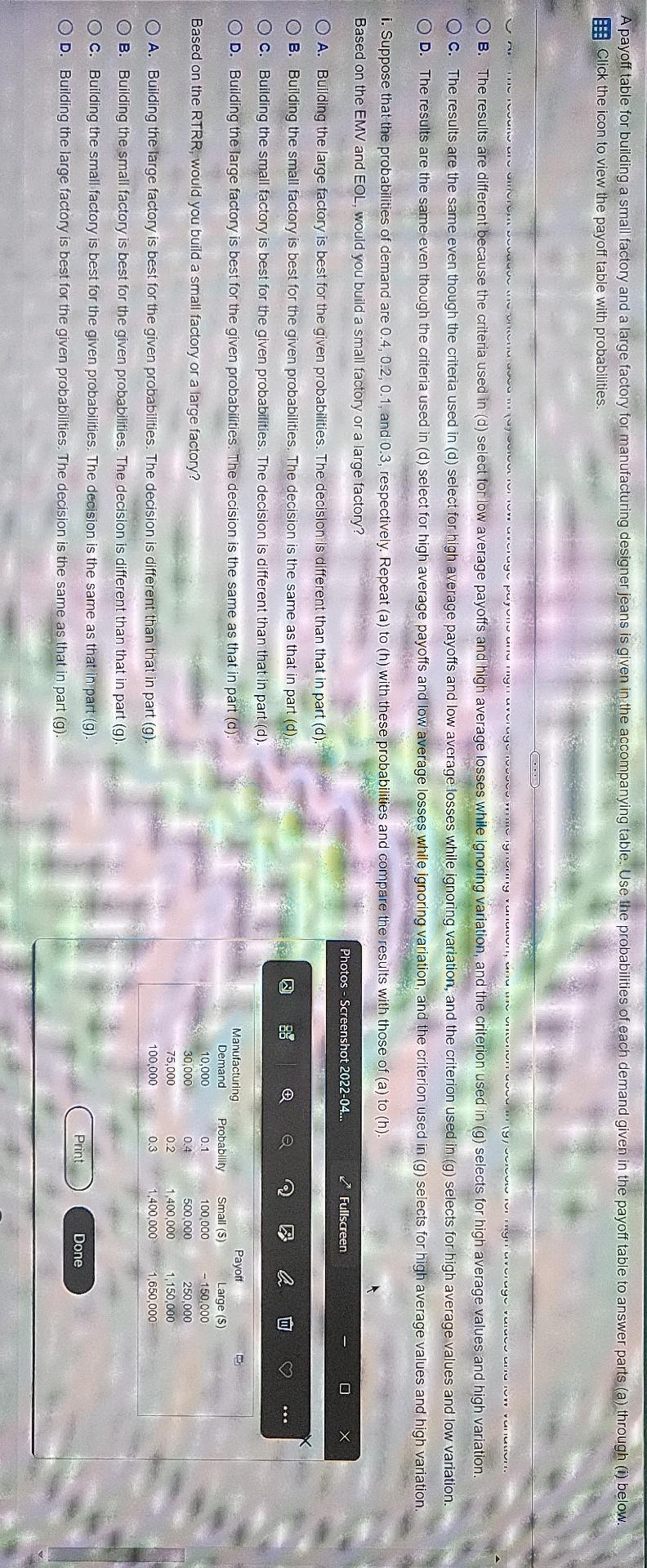 parts (a) through) below Click the icon to view the payoff table