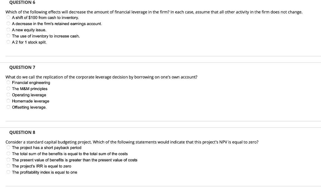 Which of the following effects will decrease the amount of financial