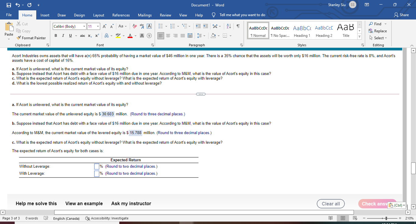  Document1 - Word Stanley Siu File Home Insert Draw Design Layout