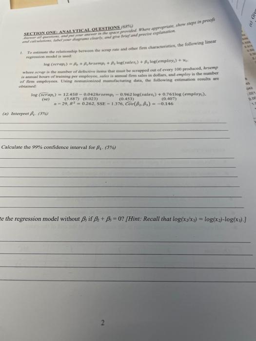 answer in the space provided and calculations, label your diagrams clearly, and