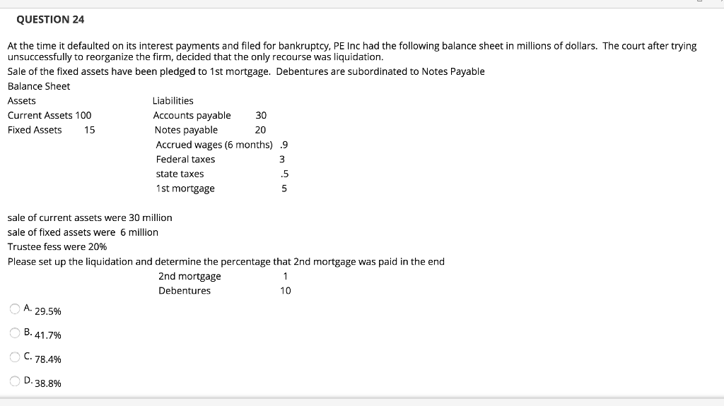  QUESTION 24 At the time it defaulted on its interest payments